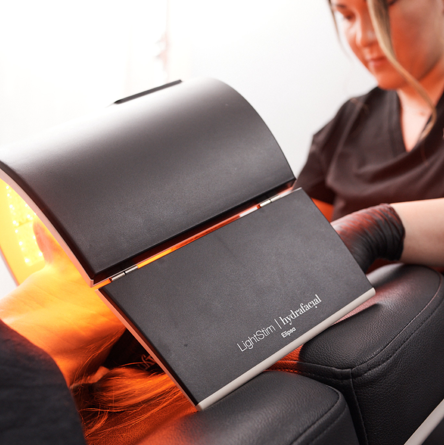 LightStim LED therapy during a Hydrafacial treatment