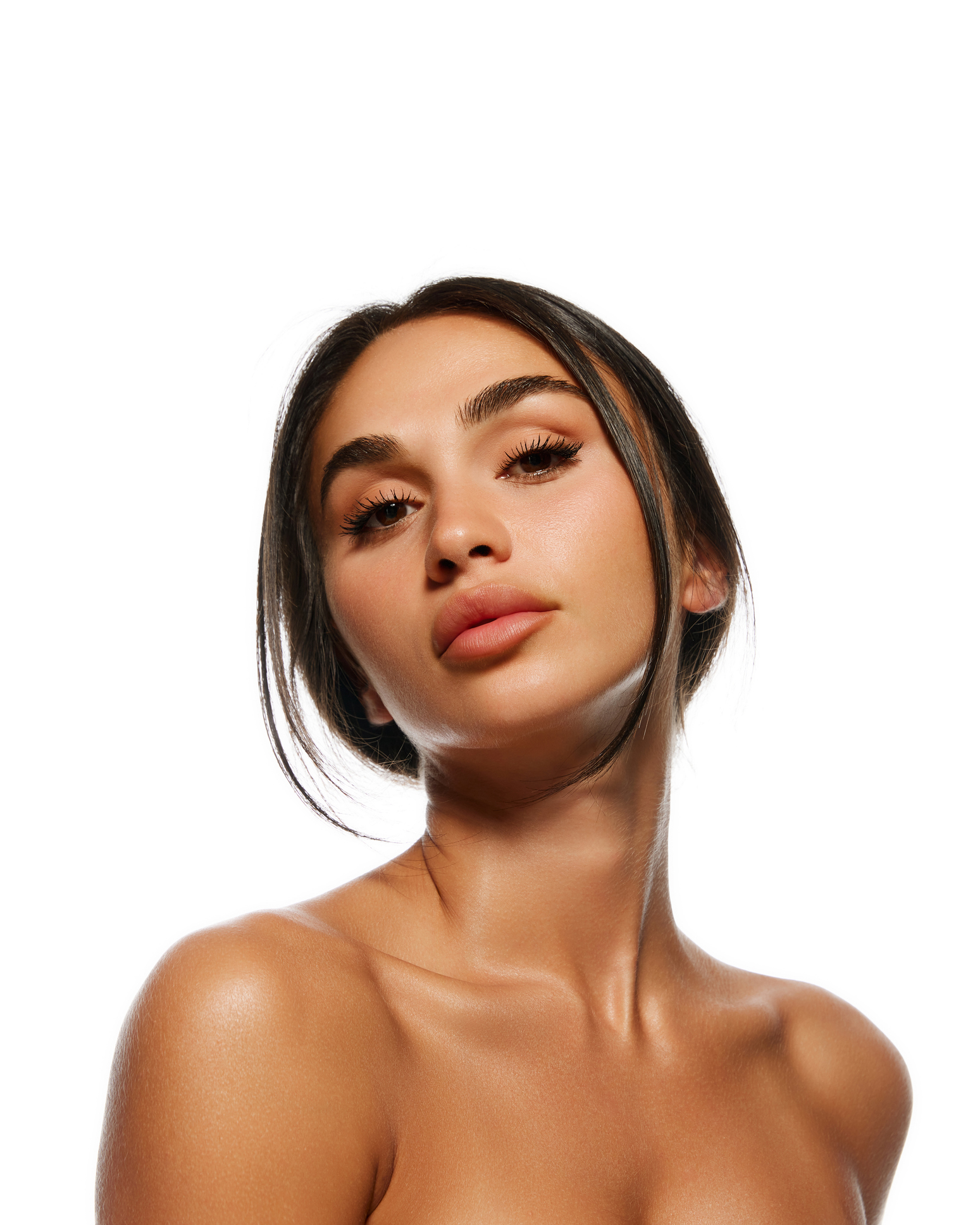 Close-up studio portrait with natural skin texture